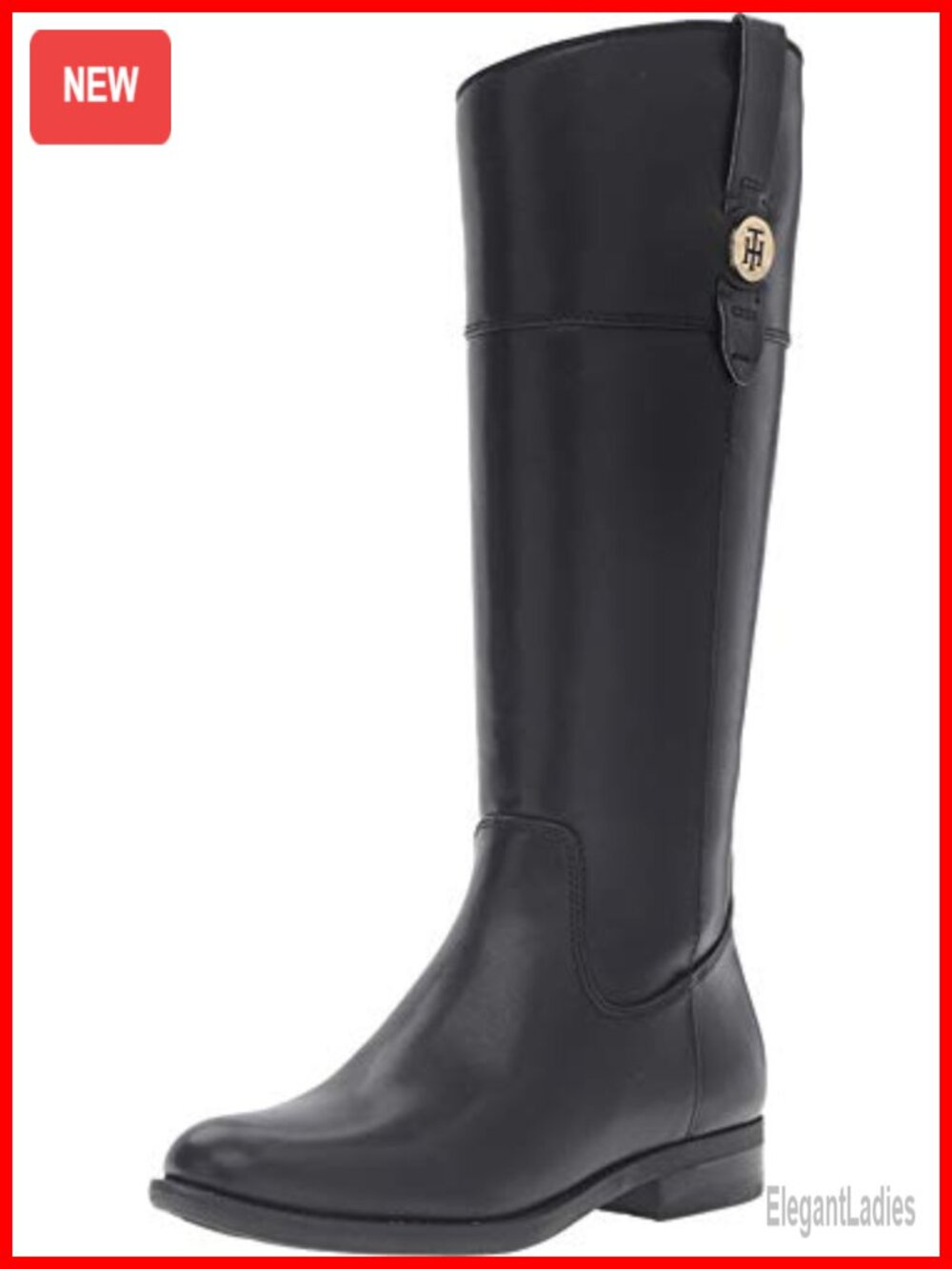 Faux Leather Knee-High Equestrian Riding Boots Side-Zip Block Heel